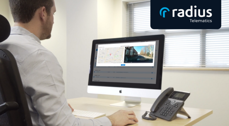 kinesis_vision_product_demo_video_man_on_computer_at_a_desk_reviewing_telematics_location_and_camera_footage