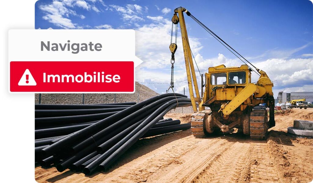 crane_truck_transporting_pipe_material_on_building_site_navigate_and_immobilise_message