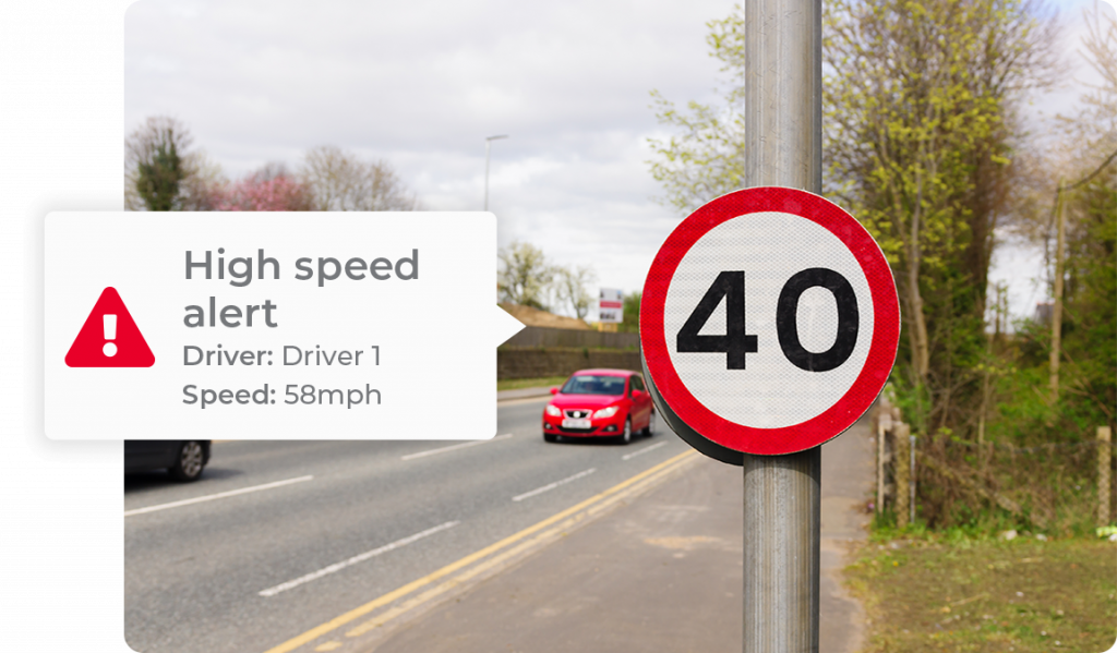 red_car_speeding_on_40_limit_road_alert_message_to_warn_of_the_incident